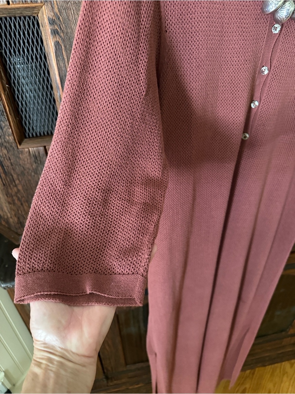 Peruvian Connection Cotton Knit Maxi in Dusty Rose/Terra Cota Size Large - Picture 9 of 14